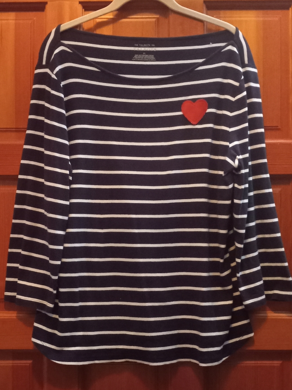 Talbots Navy and White Striped Tee